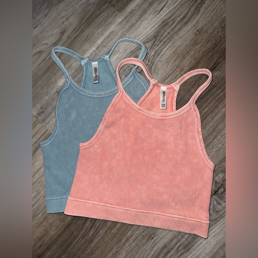 Zenana Outfitters Mineral Washed Ribbed Bralette